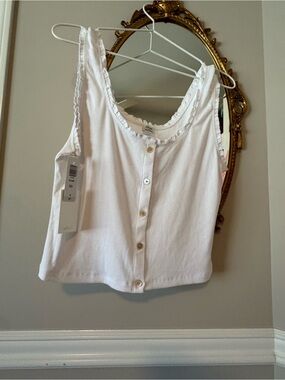 Wilfred White Ruffle-Trim Button-Front Camisole
